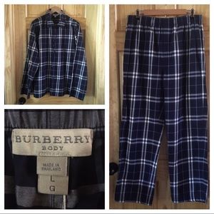 BURBERRY Body Navy Nova Plaid Pajama Set Size L